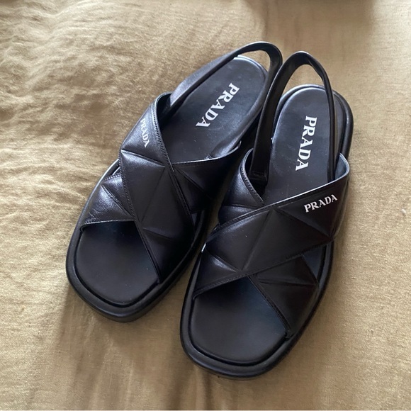 Prada Leather Slingback Sandals - Picture 6 of 11